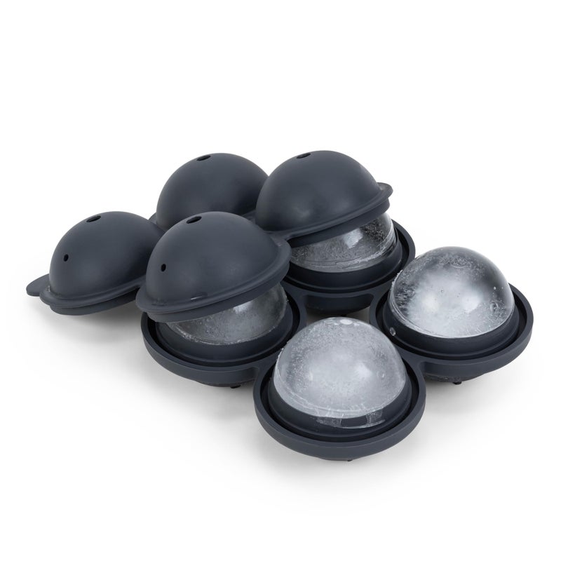 WP W&P Peak Silicone Sphere Ice Mold w/ Cover | Charcoal | Easy to Remove | Round Cocktail Whiskey Drink Ice Maker | Food Grade Premium Silicone | Dishwasher Safe, BPA Free - Image 1